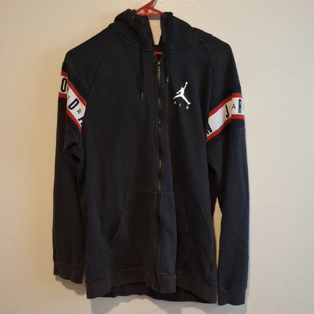 Jordan Black Hoodie with Red and White Accents
